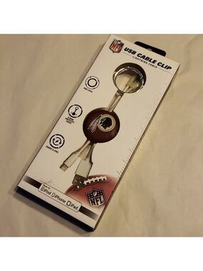 NEW NFL Washington Redskins Football Team USB Cable Clip Lightning Cable